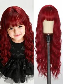 Long Wavy Synthetic Hair Wigs For Kids With Bangs Heat Resistant 26 Inches Halloween, Cosplay - Multicolor - View 11