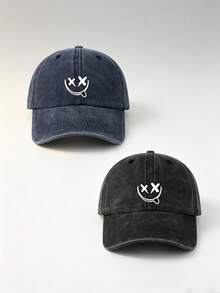 1/2pcs Unisex Printed Solid Color Adjustable Washed Baseball Cap, Casual Retro Style Fun Graphic Design, Suitable For Outdoor Sports, Daily Wear, Vacation, Gift Giving - Multicolor - View 6