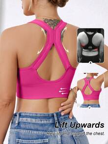 Women's High Intensity Front Zip Seamless Wireless Sports Bra, Suitable For Spring, Summer, Autumn And Winter - Hot Pink - View 2