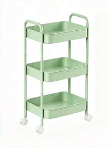 1 Pack 3-4Tier Heavy-Duty Metal Rolling Utility Cart, Modern Solid Color Freestanding Mobile Storage Organizer Trolley With Raised Edge For Kitchen Bathroom Living Room Office, Christmas Thanksgiving Home Organization Gift - Multicolor - View 13
