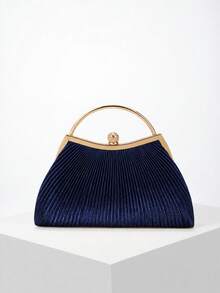 REMANLAND Glitter Bling,Shiny Glamorous,Elegant,Exquisite 1pc Rhinestone Decorated Fashion Metallic Evening Clutch Bag, Suitable For Women's Parties, Weddings, Banquets Dinner Bag,Evening Bag For Party Girl,Woman,For Female Perfect For Party,Wedding,Prom,Dinner/Banquet,For Best Gift For Women - Navy Blue - View 3