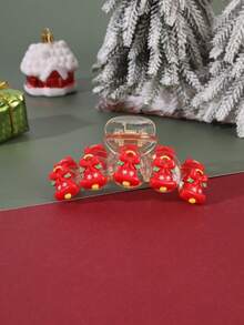 1pc Christmas Cartoon Resin Hair Claw Clip, Santa Claus Snowman Gingerbread Man Large Transparent Hair Accessory, Festive Style Bun Hair Ornament - Multicolor - View 16