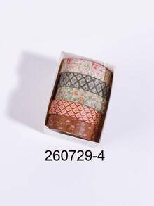 5 cuộn/hộp băng keo giấy washi họa tiết cây và hoa phong cách vintage, dùng cho làm nhật ký DIY, scrapbooking, trang trí collage nền và gói quà - Nhiều màu - Xem 19