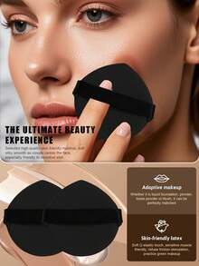 18Pcs/9Pcs/6Pcs/3Pcs Water Drop Powder Puff With Strap Soft Flocked Makeup Puff Wet Dry Dual Use Foundation Application Beauty Tool Multiple Colors Optional - Black - View 3