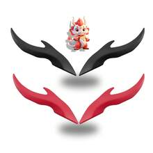 3PCS Car Roof Horn-Shaped Exterior Decor Antenna Ornament 3D Cute Cartoon Creative Personalized Car Body Modification Sticker Christmas Gift Sheep Horn - 3PCS [Dragon Horn + Rhinestone Ring] - View 4