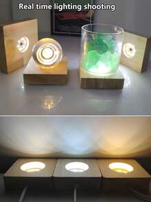 2 Buah Lampu Malam LED 6CM, Alas Lampu LED Kayu Solid, Lampu Malam Dekorasi Meja, Antarmuka USB, Cocok untuk Kaca, Bola Kristal, Resin, Dekorasi DIY. Dapat Diberikan Sebagai Hadiah - Dudukan kayu USB - View 5