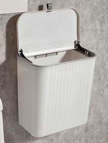 1pc Wall-Mounted Trash Can, Suitable For Home Living Room And Kitchen, Flip Lid Hanging Design, Can Be Hung On Cabinet Door, Household Essential, College Dorm Must-Have - Trash Can - View 10