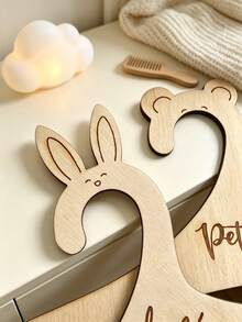 Personalized Wooden Name Clothes Hanger Custom Laser Cut Mini Display Hanger Animal Shape Closet Organizer Pet Outfit Hanger Name Display Decorative Wardrobe Hanger Personalized Gift Home Closet Decor Keepsake Multi Style - Multicolor - View 7