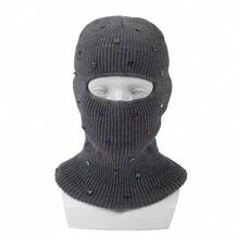 1pc Women's Y2K Rhinestone Balaclava Hat, Unisex One-Hole Knitted Head Cover, Fashionable Face Mask Cap, Suitable For Daily Streetwear And Party - Single-hole Head Cover - View 17
