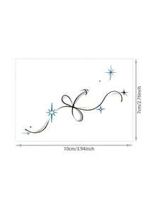 1pc Temporary Tattoo Sticker, Minimalist Line Bow Starlight Pattern, Realistic Fake Tattoo Design, For Daily Wear, Bachelorette Party Favors, Music Festival, Game, Graduation Gift, Lasts 3‑5 Days - Multicolor - View 2