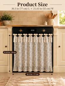 Penutup Oven Bergaya Pedesaan Klasik dengan Motif Bunga, Tepi Bergelombang dan Desain Tali Pengikat, Penutup Oven Gaya Rumah Pertanian, Cocok untuk Melindungi dan Menghias Oven, Mesin Pencuci Piring, dan Mesin Cuci, Penutup Kabinet Gaya Dapur Rumah - MultiWarna - View 3