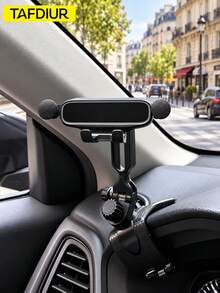 TAFDIUR 1pc ABS Material Black Clip-On Mirror/Textured Dual Panel Gravity Phone Car Mount Holder, Stable & Anti-Shake, Easy Installation, Suitable For Most Car Models, Ideal For Driver Navigation/Music/Calls - A86 - View 9