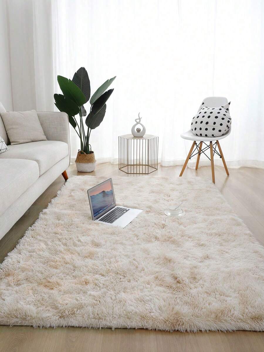 1 pieza Alfombra de área suave y esponjosa para sala de estar y dormitorio, antideslizante, decoración de habitación