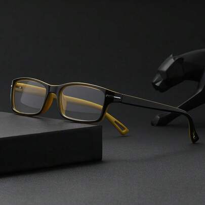 1 Pair Unisex Retro Rectangular Lightweight Reading Glasses, Comfortable Anti-Slip Design & Ergonomic Lightweight Construction, Suitable For Reading, Driving, Fishing And Daily Wear