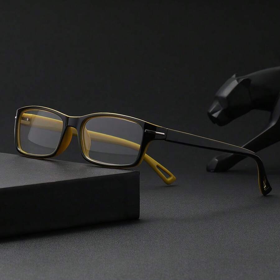 1 Pair Unisex Retro Rectangular Lightweight Reading Glasses, Comfortable Anti-Slip Design & Ergonomic Lightweight Construction, Suitable For Reading, Driving, Fishing And Daily Wear - Multicolor - View 1