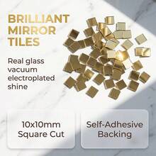 100pcs Self-Adhesive Gold Square Vacuum Plated Shiny Mirror Tiles, 10x10mm, DIY Mosaic Craft Material For Photo Frame Decoration, Wall Art Decor, Artistic Creation Embellishment, Easy To Stick With Back Adhesive, Shiny Reflective Effect, Creative Home Decor Small Mirror Pieces - Single Piece - View 1