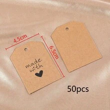 100pcs Kraft Paper Gift Label Card, Heart Pattern Design Label Card For DIY Handmade Crafts, Christmas Party, Baking Cake Dessert Decoration And Gift Tagging, Parties And Anniversaries Tags - Label Card - View 9