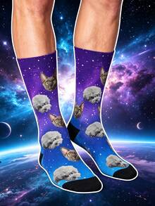 1 Pasang Kaos Kaki Kustom dengan Foto Wajah Bebas, Motif Hati, untuk Pat, Kucing dan Anak Anjing, Hadiah Terbaik untuk Teman - MultiWarna - View 2
