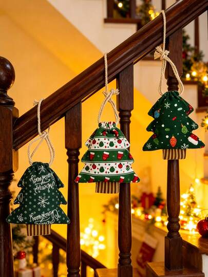 Christmas Theme Christmas Gift Bags,Reusable Mini Christmas Bags For Gifts,Snowflake Tree Christmas Ornaments,For Home Decor Party Holiday Ornament, Perfect Present For Family Friends Kids,Ideal Gift For Christmas Party New Year Winter Festival
