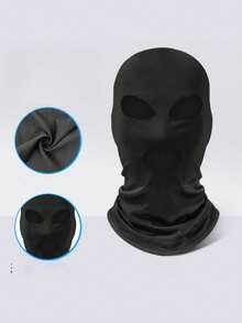 Balaclava Hat Cycling Face Mask, Ice Silk Windproof Headband, Three Hole Full Face Mask, Unisex Thin Version, Suitable For Hunting, Cycling, Skiing - Black - View 4
