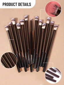 SEPROFE 13 Piece Eye Makeup Brush Set, Ultra Fine Fiber Fits Eyes Eye Corners Eye Tail Eyebrow And Eyelash Areas, Makeup Tools For Eyeshadow Concealer Cream And Eyelash Cosmetics Application - Brown - View 3