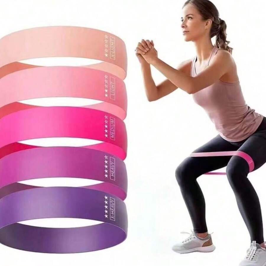5pcs/Set Resistance Loop Bands Set With Storage Bag, Elastic Fitness Training Bands For Yoga, Pilates, Strength Training And Home Workout - A - View 1