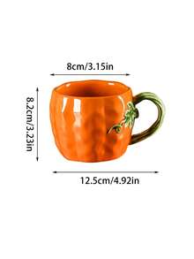 1pc Ceramic Cup, Pumpkin Lace Pattern, Autumn Harvest Pumpkin Coffee Mug, Exquisite, Suitable For Halloween Home Decor And Tableware, Party And Gathering Latte Art Cup, Gift, Holiday Decoration, Restaurant And Cafe Water Cup - Multicolor - View 14