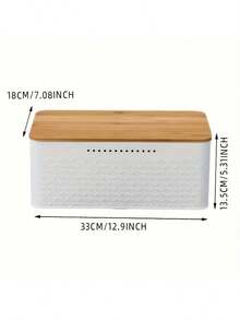 Myrothcane Kitchen Countertop Bread Storage Box, Fresh Bread Keeper With Natural Wood Lid, Modern White Food Container, Home Kitchen Organizer - Multicolor - View 12