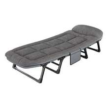 Silla Camastro Plegable Ajustable con Colchón, 6 Niveles de Inclinación, Catre de Viaje 200x64x30cm, Estructura de Acero, Tela Poliéster 600D, Resistente hasta 150kg para Camping, Jardín, Playa y Pesca - Negro - Ver 2