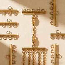 5/10pcs Multi-Layer Stainless Steel Chain Clasp, Rope Connector, Handmade Jewelry Accessories Connector, Perfect Gift For Jewelry Enthusiasts - Yellow Gold - View 7