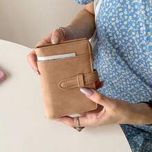 Minimalist Bifold Wallet With Buckle, Multiple Card Slots, Zippered Coin Pocket - Multicolor - View 7
