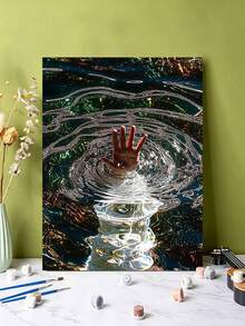 DIY Reaching Hand In Rippled Water (Frameless Or Framed 8x12 / 16x20 Inches) Paint By Numbers Kit(Acrylic) Arts & Crafts For Adult Beginners, Relaxing Home Wall Decor, And Creative Holiday Gifts - Sets - View 5