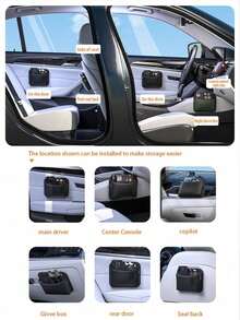 1pc Car Storage Bag PU Leather Car Organizer Storage Bag Adhesive Phone Holder Car Interior Phone Bag - A - View 4
