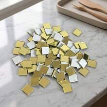 100pcs Self-Adhesive Gold Square Vacuum Plated Shiny Mirror Tiles, 10x10mm, DIY Mosaic Craft Material For Photo Frame Decoration, Wall Art Decor, Artistic Creation Embellishment, Easy To Stick With Back Adhesive, Shiny Reflective Effect, Creative Home Decor Small Mirror Pieces - Single Piece - View 6