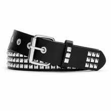 1pc Men's Solid Color Punk Belt With Sequins, Rivet Sequin Rock Fashion Belt For Men And Women - Black - View 4