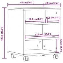 vidaXL Support d'imprimante avec roulettes chêne sonoma 41x32x48 cm - Tabac - Voir 11