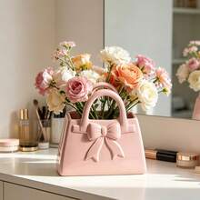 1pc Large Pink Bow Knot Vase, Small Bow Knot Vase For Flower Pink Bag Vase Decoration, For Shelf And Living Room Decor, Gift For Women And Mothers - Multicolor - View 2