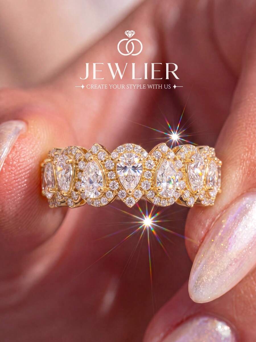 1pc Classic Elegant Teardrop Diamond Ring, Engagement/Holiday Gift, High-End Jewelry