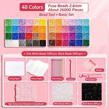 96/72/48/24 Colors Optional, Hot Melt Bead DIY Handmade Kit, Includes Square Pegboard, Multi-Layer Storage Box, Ironing Paper, Colorful Keychains And Lanyards, Suitable For DIY Puzzle Making, Valentine's Day And Birthday Handmade Gifts, Perfect For DIY Enthusiasts - Multicolor - View 12
