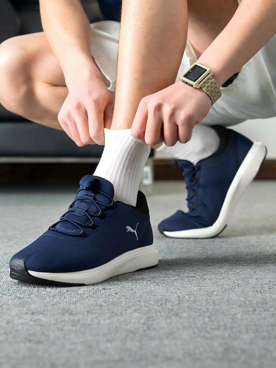 Puma Softride Cruise 2 Slip On Code Running Shoes, Shock Absorbing & Lightweight For Men/Women, Jogging, Long Distance Training, Model: 312005-01 - Navy-silver-black - View 1