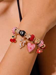 NAIZHU 1/3 pcs Gelang Liontin Pita Daisy Hati Multi-Elemen Gaya Eropa & Amerika Cocok untuk Wanita Pemakaian Sehari-hari dan Kencan - MultiWarna - View 5
