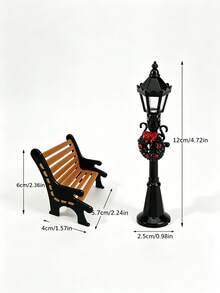 6/4/2/1pc Christmas Street Lamp & Bench Ornament Set, Christmas Decor, Christmas Wreath Decoration, Suitable For Winter Snow Scene Decoration, Christmas Scene Diorama, Desktop Display Decoration, Applicable For Holiday Tabletop Arrangement, Window Display, DIY Scene Assembly, Great For Christmas Atmosphere Decoration, Suitable For Desktop Landscaping, Christmas Decor - Multicolor - View 12