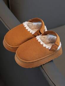 Baby Slippers With Back Strap And Hook And Loop Closure, Anti-Slip Indoor Home Bedroom Slippers For Toddlers, Boys And Girls, Autumn And Winter - Camel - View 3