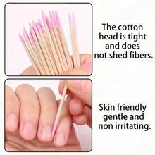 100PCS Double‑Ended Nail Polish Wiping Sticks, Cotton Buds Small Double‑Ended Eyebrow Tattoo Beauty Wiping Tools, Multi‑Purpose Manicure & Makeup Accessory - Purple - View 11