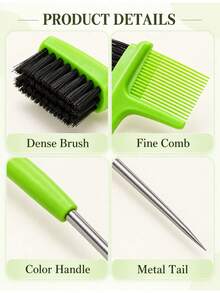 3-In-1 Eyebrow Brush & Comb, Multi-Function Long Handle Makeup Brush, Dual-Head Design Eyebrow Shaping & Grooming Brush, Stiff Bristle Eyebrow Brush For Grooming & Shaping, Fine-Tooth Comb For Smoothing Eyebrow Gel & Powder, Metal Pointed Tail For Hair Parting & Highlights Styling, Portable Makeup Tool, Multi-Color Eyebrow Styling Accessory, Birthday Gift, Halloween, Thanksgiving, Christmas - D - View 7