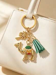 Vintage Camel Palm Tree Keychain With Tassel,Arabian Style Enamel Camel Bag Charm,Middle East Desert Travel Souvenir Gift,Ideal For Keys Backpacks - Multicolor - View 7