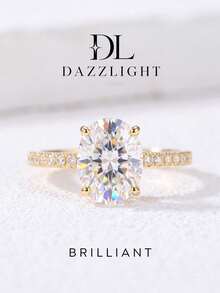 1pc Moissanite Ring Delicate 1CT Oval Ring With Accent Diamonds Perfect For Women's Daily Wear And Parties - Oval Moissanite Ring With Diamonds - 1ct - View 5