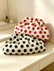 Fashionable New Pleated Polka Dot Cloud Clutch Bag, Large Capacity Makeup Bag, Lightweight Foldable Suitable For Daily Work, Makeup, Party, Vacation, Holiday Gift - Multi-color - View 2