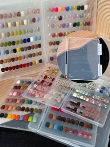 Double Buckle Large Capacity Fake Nail Storage Box Transparent Nail Art Storage Box - Dust-Proof, Portable Press-Type Nail And Accessory Storage Box Display Box Nail Salon Organizer - Multicolor - View 5