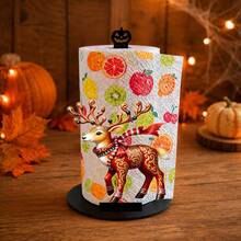 2D Flat Christmas Scarf Reindeer Print Paper Towel Holder Acrylic Material Vertical Roll Storage Rack Kitchen Dining Table Decor Ornament Simple Installation Suitable For Christmas Holiday Party Home Room Decoration - Multicolor - View 7